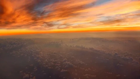 Aerial Shot Sunset Ocean Clouds Stock Footage