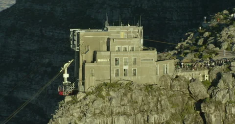 Aerial shot of the Table Mountain cableway Stock Footage 310543092
