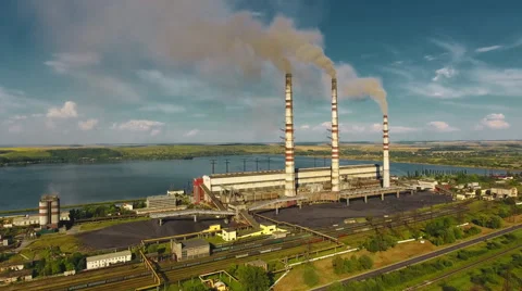 Aerial shot Thermal Power Plant Stock Footage