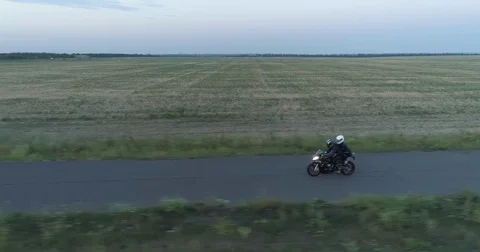 Aerial shot of three motorcycles Stock Footage 80231870