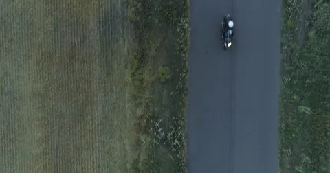 Aerial shot of three motorcycles Stock Footage 80232109