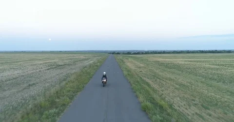 Aerial shot of three motorcycles Stock Footage 80232178