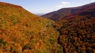 Aerial Shot Through A Autumn Valley. Stock Footage