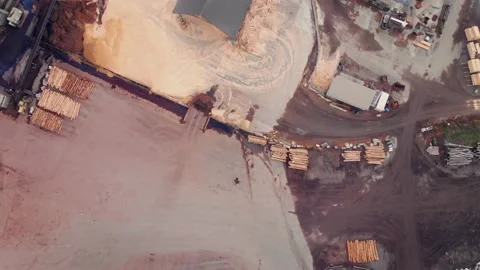 Aerial shot of a timber mill, Rotorua, New Zealand Stock Footage 135615053