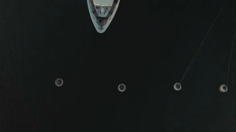 Aerial Shot - Top shot looking down on a luxury yacht Stock Footage 61242585