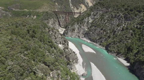 Aerial shot tracking towards a bridge Stock Footage 34255861