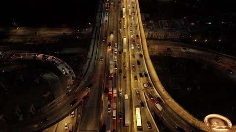 Aerial shot of traffic during rush hour Stock Footage 257546114
