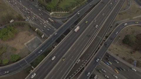 Aerial shot of traffic on elevated road intersection 動画素材 73800840