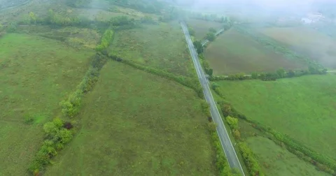 Aerial shot. Typical landscape of fields and meadows in Tuscany, Italy. Top view Stock Footage 73644346