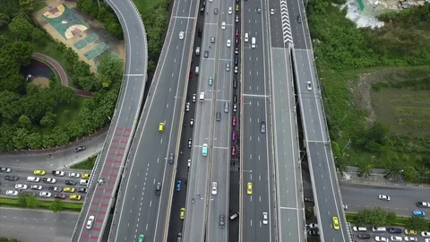 Aerial shot view from the drone on the road junction Vidéo 77980754