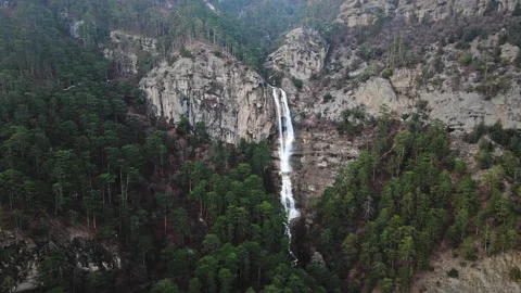 Aerial shot of waterfalls 4k Stock Footage 155691353