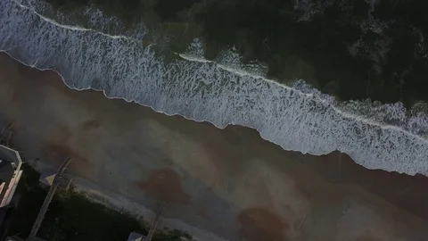 Aerial Shot of Waves Crashing Stock Footage 80296483