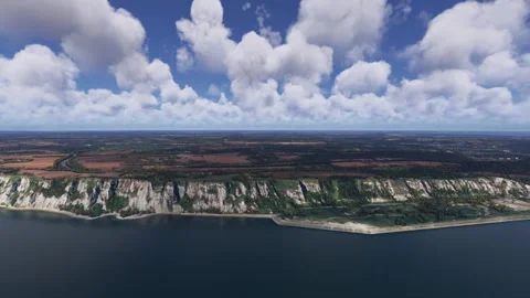 Aerial shot of White Cliffs of Dover. United Kingdom Stock Footage 306645562