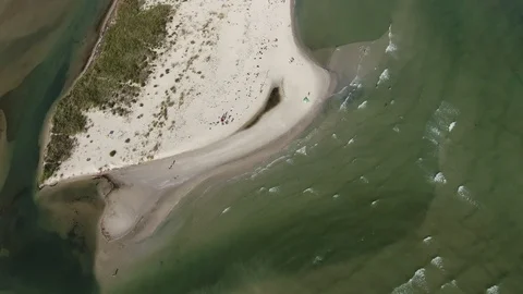Aerial shot of a white sandy Black Sea shore with green waters in summer Stock-Footage 124414101