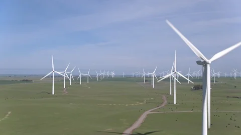 Aerial Shot Of Wind Farm Stock Footage 88068993