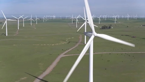 Aerial Shot Of Wind Farm Stock Footage 88069062