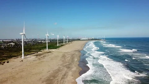 Aerial shot of wind power generator Stock Footage 81263221