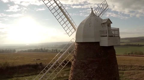 Aerial shot of Windmill Stock Footage 44753592