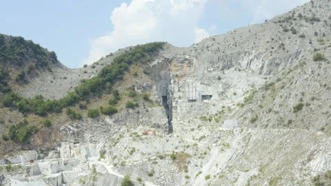 Aerial shot of a working marble quarry in the Carrara mountains, Italy Stock Footage 248728302