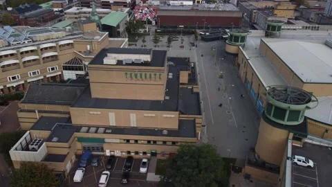 Aerial shots of Basildon showing The Basildon Centre and Towngate Theatre 4K UHD Stock Footage 170340448