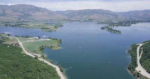Aerial Shots over Pineview Reservoir in Eden, Utah with DJI Mavic Pro Stock Footage