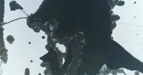 Aerial shots of river in winter, 4k Stock Footage 87449448