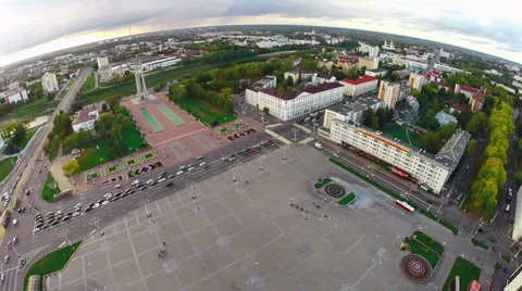 Aerial Show of Victory Square in Vitebsk, Belarus Stock Footage 59307282