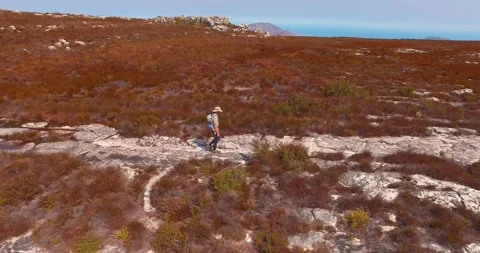Aerial showing Perspective and Scale of Table Mountain, Pulling Back Stock Footage 159111848