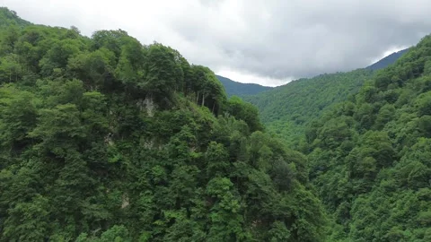 Aerial Side Pan Across Rocky Peak and River Gorge, Egrisi Range Stock Footage 341834904