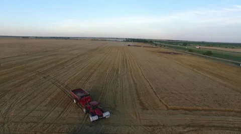 Aerial - Side View of Combine  Stock-Footage 65317731