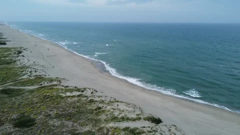Aerial Side View Flying Over Mediterranean Sea in 4K at Canet-en-Roussillon Video stock 310659587