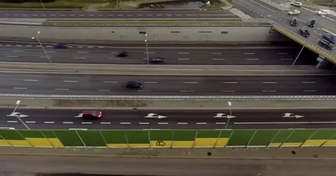 Aerial Side View Of A Highway With A Movement To The Right Stock Footage 84506323