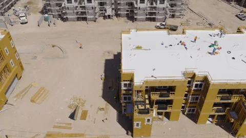 Aerial Sideways Dolly Drone View of Las Vegas Residential Construction Site 스톡 동영상 333658805