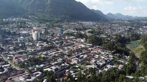Aerial sideways flyover of the large city of Dessie, Ethiopia. Stock Footage 339040093