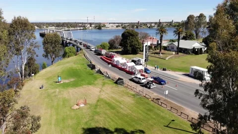 Aerial SIdeways View of Border Checkpoint NSW Stock Footage 142040731