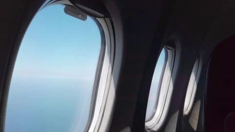 Aerial Silhouette: Inside the Aircraft Frames, Open Blue Sky Video stock 261832223