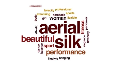 Aerial silk animated word cloud, text design animation. Stock Footage 80723040