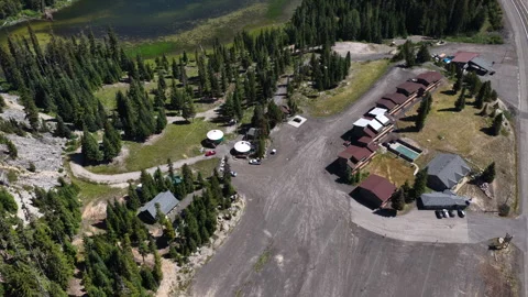 Aerial of ski resort infrastructure at White Pass central Washington in summer 動画素材 339378155