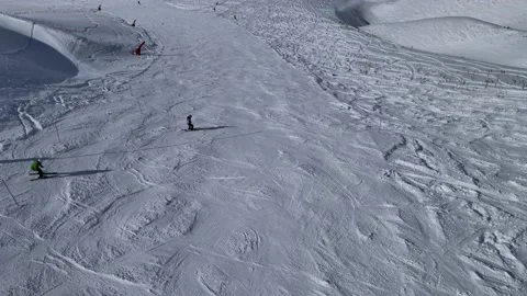 Aerial skiing winter Video stock 237170315