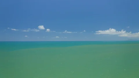 Aerial, sky and ocean half split view Stockbeeldmateriaal 115886768