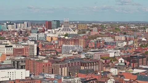 Aerial skyline view of Liverpool Knowledge Quarter Stock Footage 334116551