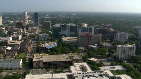 Aerial of skyscrapers and Lake Eola in Orlando, Florida Stock Footage 59494467