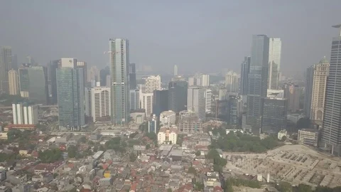 Aerial Skyscrapers skyline in Jakarta Java Indonesia Video stock 82133932