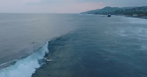 Aerial Slow Motion Drone View of Surfer El Salvador_LunaVista Stock Footage 243145355