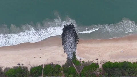 Aerial Slow Motion View of Malpe Beach Coastline in Udupi Karnataka India Vídeos de archivo 330456568