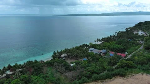 Aerial Slow Pan Left Over Tropical Coastal Paradise 4k Stock Footage 337638633