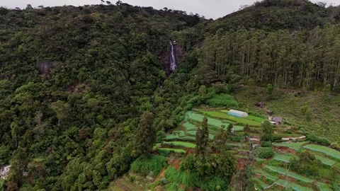 Aerial Slow Pull Back Away From Lovers Leap Waterfall Stock Footage 346437861