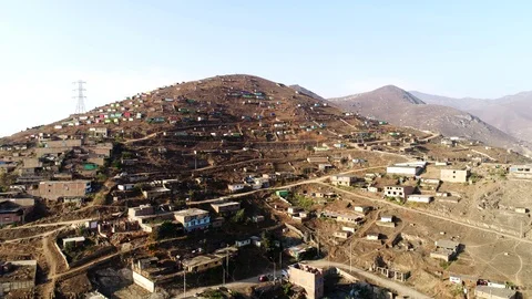 Aerial of Slums in Lima, Peru Stock Footage 87919277