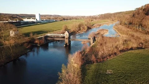 Aerial Small Dam Stock Footage 126944463
