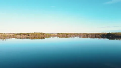 Aerial Small Lake Flyover Stock Footage 131273269
